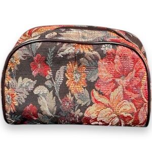 Jaquar Vintage 90s Y2K 2000s Floral Tapestry Travel Weekend & Makeup Bag